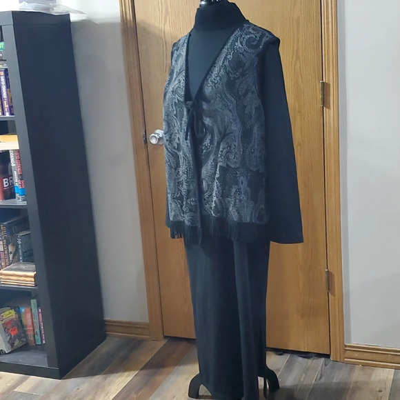 Lennie for Nina Leonard knit dress w attached fringe vest new with tags - Picture 2 of 9